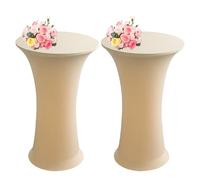 SHUOJIA Housse Mange Debout Nappe Table Haute de Housse pour Table Haute de Reception Ronde Stretch Spandex Nappe Mange-Debout Protection Table Cocktail de Bistro/Banquet (Champagne,2Pcs-60cm)