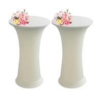 SHUOJIA Housse Mange Debout Nappe Table Haute de Housse pour Table Haute de Reception Ronde Stretch Spandex Nappe Mange-Debout Protection Table Cocktail de Bistro/Banquet (Beige,2Pcs-60cm)