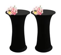 SHUOJIA Housse Mange Debout Nappe Table Haute de Housse pour Table Haute de Reception Ronde Stretch Spandex Nappe Mange-Debout Protection Table Cocktail de Bistro/Banquet (Black,2Pcs-60cm)