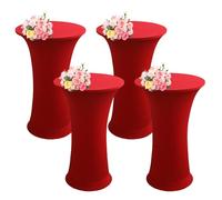 SHUOJIA Housse Mange Debout Nappe Table Haute de Housse pour Table Haute de Reception Ronde Stretch Spandex Nappe Mange-Debout Protection Table Cocktail de Bistro/Banquet (Red,4Pcs-60cm)