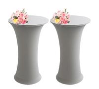 SHUOJIA Housse Mange Debout Nappe Table Haute de Housse pour Table Haute de Reception Ronde Stretch Spandex Nappe Mange-Debout Protection Table Cocktail de Bistro/Banquet (Light Gray,2Pcs-80cm)