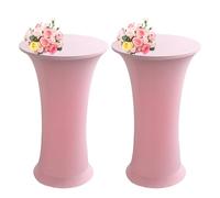 SHUOJIA Housse Mange Debout Nappe Table Haute de Housse pour Table Haute de Reception Ronde Stretch Spandex Nappe Mange-Debout Protection Table Cocktail de Bistro/Banquet (Pink,2Pcs-60cm)