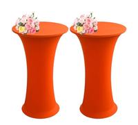 SHUOJIA Housse Mange Debout Nappe Table Haute de Housse pour Table Haute de Reception Ronde Stretch Spandex Nappe Mange-Debout Protection Table Cocktail de Bistro/Banquet (Orange 2,2Pcs-80cm)