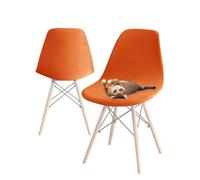 SHUOJIA Housses de chaises de Salle à Manger Modernes et Extensibles, Housses de chaises en Velours scandinave Extensible, pour Décoration de Salon Cuisine Maison (Orange,4pcs)