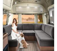 SHUOJIA Housses De Siège De Caravane en Velours, Housse de Siège de Camping-Car avec Bande élastique Et Laçage, Housse de Coussin de Canapé RV pour Camping-Car (Grey-2,W150-190 cm,D50-70 cm)