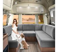 SHUOJIA Housses De Siège De Caravane en Velours, Housse de Siège de Camping-Car avec Bande élastique Et Laçage, Housse de Coussin de Canapé RV pour Camping-Car (Grey,W150-190 cm,D50-70 cm)