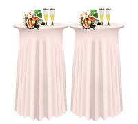 SHUOJIA Lot de 1/2/4 Jupes de Table Cocktail,Nappe de Cocktail Extensible en élasthanne avec Rideaux Ondulés,Élasthanne Ajusté Housses de Table Hautes pour La Mariage Fête (Light Pink,2Pcs-80cm)