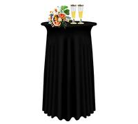 SHUOJIA Lot de 1/2/4 Jupes de Table Cocktail,Nappe de Cocktail Extensible en élasthanne avec Rideaux Ondulés,Élasthanne Ajusté Housses de Table Hautes pour La Mariage Fête (Black,1Pcs-80cm)