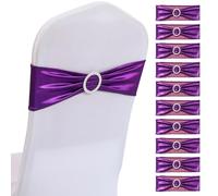 SHUOJIA Noeuds de Chaise Elastique, Bandes de Chaise en élasthanne, Bandeaux élastiques avec nœud pour décoration de chaises Pas Besoin d'être Lié Décor Mariage Fête Baptême (Purple,10 Pcs)