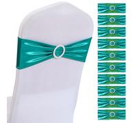 SHUOJIA Noeuds de Chaise Elastique, Bandes de Chaise en élasthanne, Bandeaux élastiques avec nœud pour décoration de chaises Pas Besoin d'être Lié Décor Mariage Fête Baptême (Lake Blue,10 Pcs)