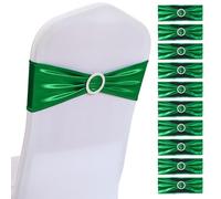 SHUOJIA Noeuds de Chaise Elastique, Bandes de Chaise en élasthanne, Bandeaux élastiques avec nœud pour décoration de chaises Pas Besoin d'être Lié Décor Mariage Fête Baptême (Green,100 Pcs)