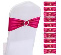 SHUOJIA Noeuds de Chaise Elastique, Bandes de Chaise en élasthanne, Bandeaux élastiques avec nœud pour décoration de chaises Pas Besoin d'être Lié Décor Mariage Fête Baptême (Rose Red,10 Pcs)