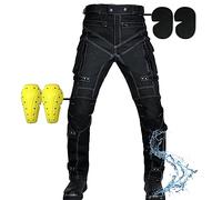 SHUOJIA Pantalon de moto pour homme,pantalon d'équitation anti-chute imperméable avec pantalon de moto taille haute réglable imperméable en tissu Oxford (Normal armor,M=W33/84cm)