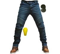 SHUOJIA Pantalon D'équitation Moto Homme Chevalier Moto Jeans Droit Mince Nouveau 4 Xprotective Pads équipés d'un Pantalon De Pilote De Course (Blue,XXXL)