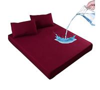 SHUOJIA Protège-Matelas Intégral Imperméable Protège Matelas Étanche À Cinq Faces Anti-Acarien Hypo-Allergénique Ultra Doux (Dark Red,140cmX200cmX30cm)