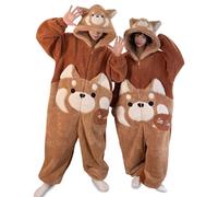 SHUOJIA Pyjama Animal Une Pièce, Pyjama d'hiver en Flanelle, Ensemble de Pyjama Animal pour Homme et Femme,Doux Et Chaud, Idéal Costume De Carnaval (Puppy-A,Men's-L)