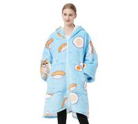 SHUOJIA Sweat Plaid Femme, Sweat à Capuche surdimensionné Peignoir Chaud en Flanelle Sweat à Capuche Super Doux et Confortable Wearable Blankets, Hiver Chaud Sherpa Adulte (Cartoon)