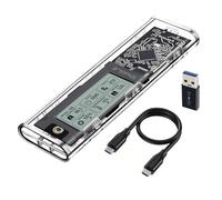 ShuoLe M.2 NVMe Boîtier SSD avec Affichage LCD USB 3.2 Gen 2 (10Gbps) Transparent Solid State Drive for PCI-E M & B&M 2280 Keychain Convertisseur USB Type C