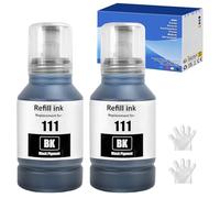 SHUOLEI 111 Encre Compatible avec Epson 111 Bouteille d'encre Multipack, pour ET-M1100 ET-M1120 ET-M1140 ET-M1170 ET-M1180 ET-M2120 ET-M2140 ET-M2170 ET-M3140 ET-M3170 ETM3180 (2-Pack Noir)