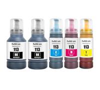 SHUOLEI 113 Encre Compatible avec Epson 113 Bouteille d'encre Multipack pour ET-5150 ET-5170 ET-5850 ET-5800 ET-16600 ET-16150 ET-16650 ET-15000 ET-5100 ET-5160 ET-5880 (5 Pack 2BK/C/M/Y)