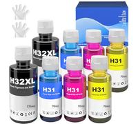 SHUOLEI 31 32XL Encre Compatible avec HP31 32XL Bouteille d'encre Multipack pour Smart Tank 5105 7005 7006 7305 7306 7605 Smart Tank Plus 315 319 455 515 (8-Pack，2 Noir 2 Cyan 2 Magenta 2 Jaune)