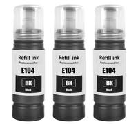 SHUOLEI E104 Encre Compatible avec Epson E104 Bouteille d'encre Multipack pour ET-1810 ET-2726 ET-2810 ET-2811 ET-2812 ET-2814 ET-2815 ET-2820 ET-2821 ET-2825 ET-2826 ET-4700 ET-4800 (3-Pack, 3 Noir)