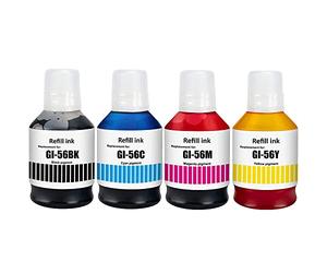 SHUOLEI GI56 GI-56 Encre Compatible avec Canon GI56 GI-56 Bouteilles d'encre Multipack pour MAXIFY GX7050 GX3050 GX6050 GX4050 GX5050 (4-Pack,Noir/Cyan/Magenta/Jaune)