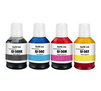 SHUOLEI GI56 GI-56 Pigment Encre Compatible avec Canon GI56 56 Bouteilles d'encre Multipack pour MAXIFY GX7050 GX3050 GX6050 GX4050 GX5050 (4-Pack,Noir/Cyan/Magenta/Jaune)