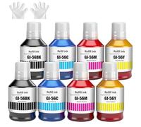 SHUOLEI GI56 GI-56 Pigment Encre Compatible avec Canon GI56 56 Bouteilles d'encre Multipack pour MAXIFY GX7050 GX3050 GX6050 GX4050 GX5050 (8-Pack,2 Noir/2 Cyan/2 Magenta/2 Jaune)