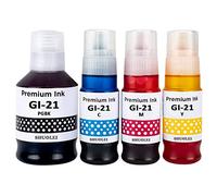 SHUOLEI Lot de 4 bouteilles d'encre compatibles GI21 GI-21 compatibles avec Canon GI21 GI-21 Fonctionne pour imprimantes Canon Pixma G3270 G3260 G2260 G1220 G1230 G2270 G4270 Noir Cyan Magenta Jaune