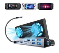 SHUOMENG Station d'accueil 10 en 1 pour Steam Deck OLED & ROG Ally X & Legion Go, double ventilateur de refroidissement 5 ports USB, 4K @ 60 Hz HDMI 2.0, port de charge 100 W compatible ROG Ally 30 W,
