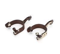Shuoshenm Éperons de Bottes pour Chevaux de Cowboy en Acier à Faible teneur en Carbone, éperons Western élégants sculptés à la Main avec Engrenages rotatifs et Crochet de Protection, pour