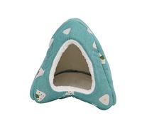 Shuoshenm Lit pour Cochon d'Inde, Mini Grotte Semi-Ouverte pour Hamster Chinchilla, cachette Chaude et Douce en Peluche avec matériau éponge en Lin, décoration à Motif de Dessin animé (Grande Taille)