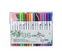 Shuoshenm Marqueurs à double pointe, 36 couleurs, stylos marqueurs à double brosse avec des pointes en fibre flexible, encres à base d’eau, crayons aquarellables pour la coloration adulte,