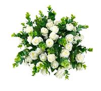 SHUOTAO Lot de 3 Roses artificielles en Soie pour décoration, 33 têtes, Bouquet de Fleurs artificielles avec Tige pour Vase à Faire soi-même, Maison, fête de Mariage, Blanc