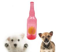 Shupiquant Beer Bottle with Tennis Ball Dog Chew Toy, Pet Chew Beer Bottle with Tennis Ball, Squeaky Dog Toys for Aggressive Chewers (Pink L)