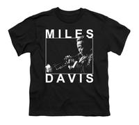 SHUPMN Miles Davis Kids T-Shirt Trumpet Portrait TeeBlackL