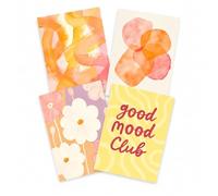Shuqio Lot de 4 affiches fleurs pastel abstraites 30×40 cm sans cadre | Impression haute définition toile texturée jaunes, dopamine decor bohème salon chambre fille, sans châssis pour tous cadres