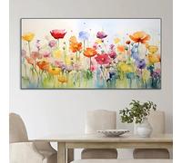 ShuqXsio Affiche murale abstraite florale sur toile, style moderne et vibrant, grand format horizontal (40 x 120 cm, sans cadre)