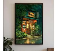 ShuqXsio Affiche murale sur toile style anime japonais, illustration apaisante de Ghibli, idéale pour décorer une chambre ou une cuisine (60 x 90 cm, sans cadre).