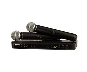 Shure BLX288/SM58 UHF Système de Microphone sans Fil - Parfait pour l'église, Le karaoké, Le Chant - 14 Heures d'autonomie, portée de 100 m | Contient (2) micros vocaux Portables SM58, récepteur