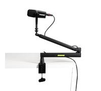 Shure by Gator Support de micro de bureau à profil bas de qualité supérieure ; entièrement réglable pour baladodiffusion, et configurations de bureau à domicile (SH-BROADCAST2)