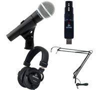 Shure SM58 SE avec convertisseur USB, casque et bras de type broadcast