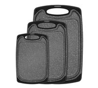 SHURFFY Lot de 3 planches à découper rectangulaires en plastique, noir, 39,6 x 24,4 x 2,5 cm, passe au lave-vaisselle