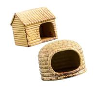 Shurhome 2 maisons en céramique pour hamster pour arrangements de cage | Paire de refuges pour petits animaux avec extérieur émaillé et abri décoratif