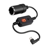 Shurhome Adaptateur de charge rapide pour chargeur de voiture de type C avec tensions réglables de 9 V, 12 V, 15 V et 20 V pour la compatibilité avec plusieurs appareils Adaptateur allume-cigare de