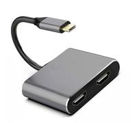 Shurhome Adaptateur USB C vers double HDTV, station d'accueil en aluminium 4K-60 Hz, 2/4 ports pour plusieurs moniteurs, adaptateur USB C vers double HDTV