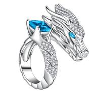 Shurhome Bagues chinoises ouvertes et réglables, décorées de diamants étincelants, accessoires de bijoux fantaisie, cerceau chinois fait à la main, comme décrit, Comme décrit