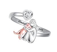 Shurhome Bagues réglables en forme de cœur pour filles et chiens, bijoux galvanisés pour les amoureux des animaux domestiques, cadeaux et accessoires pour un usage quotidien, comme décrit