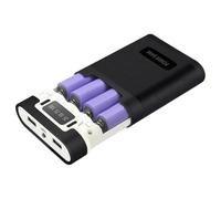 Shurhome Boîtier de chargement simple 18650 4 emplacements boîtier ABS entrée USB sortie support de charge Convient pour plusieurs appareils Support de batterie